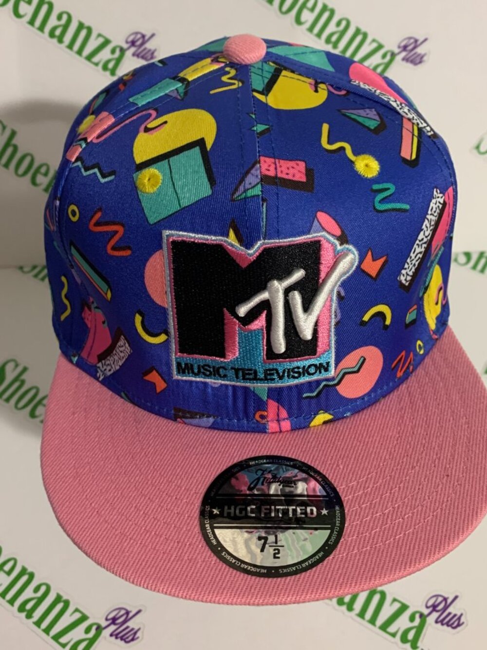 Headgear Classics Hat HGC Fitted MTV Music Television Blue Pink Cap 7 1/2 - Picture 2 of 7